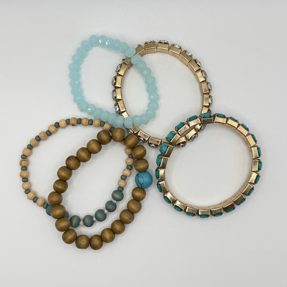 💙 Coastal Bracelet Stack | 5 PC Bracelet Set | Beachy Boho Vibes - Picture 4 of 4